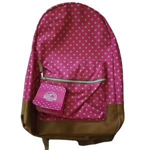 Mountain Edge Backpack Pink Beige Dots Student School Travel Pack NWT
